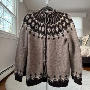 Hand Knit Icelandic Lopapeysa Sweater Cardigan